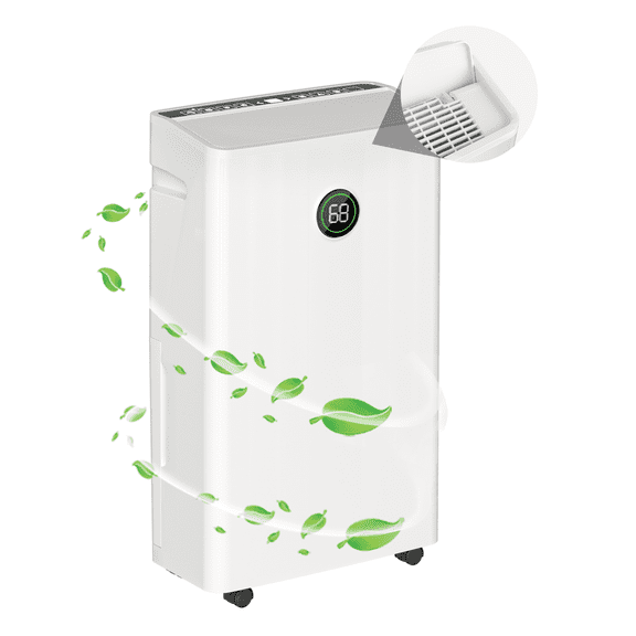 Rocyis 22 Pint Max Dehumidifier for Home with a 1.45 gallon(5.5 L) Water Tank, Auto Drain or Manual Drainage, 500 sq. ft. for Basements & Large Room (MAX 80Pint at 95°F, 90%RH)