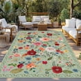 thumbnail image 2 of Sage Green Floral Outdoor Rug for Patio/Deck/Porch, Non-Slip Large Area Rug 3 x 5 Ft, Spring Flowers Leaves Farmhouse Indoor Outdoor Rugs Washable Area Rugs, Reversible Camping Rug Carpet Runner, 2 of 8