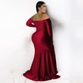 thumbnail image 4 of AURA Women Plus Size V Neck Split Maxi Dress Long Sleeve Elegant Evening Party Dress, 4 of 5