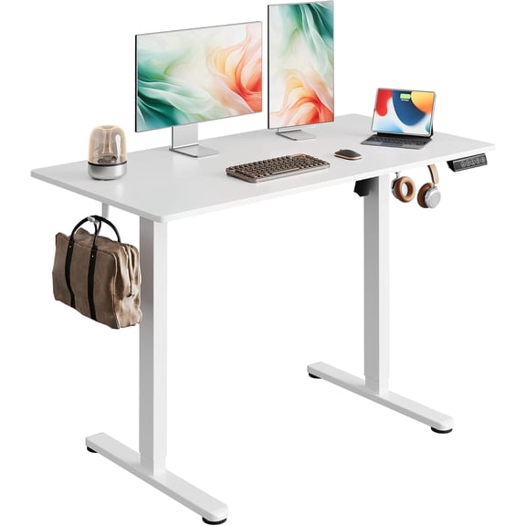 Neatifyes 48 x 24 Inch Standing Desk, Whole-Piece Electric Standing Desk with Adjustable Height, 3-Preset Memory Sit Stand up Desk, One Piece Desktop Computer Desk for Home, Office (White)