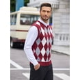 thumbnail image 3 of Coshow Men's Knitted Pullover Vest Sleeveless Pullover Slim Fit V Neck Diamond Vest, 3 of 5