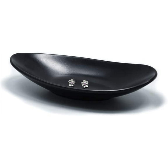 Jewelry Tray Black Key Bowl, Key Holder Organizer Key Tray for Entryway Jewelry Bowl Table Decoration Housewarming Gift (Oval)