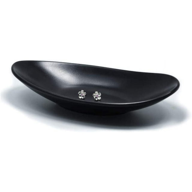 Bandeja de joyería, cuenco negro para llaves, organizador de llaves, bandeja para llaves para entrada, cuenco de joyería, decoración de mesa, regalo de inauguración de la casa (ovalado)