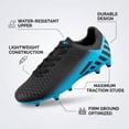 thumbnail image 3 of Vizari Youth Firm Ground Soccer Cleats for Kids – Comfortable, Durable, and Stylish Soccer Shoes for Boys and Girls, Black/Sky, 11, 3 of 9