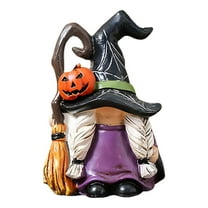 BNNG Halloween Witch Gnome Statue - Resin Fall Decor, Cute Witch Figurine for Table Centerpiece, Halloween Ornaments, Home & Party Decoration