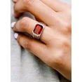 thumbnail image 5 of Bestyle Mens Stainless Steel Signet Ring Thumb Pinky Ring, Square Red Created Garnet Ring Crystal Statement Ring for Brother Nephew Son Dad Size 13, 5 of 9