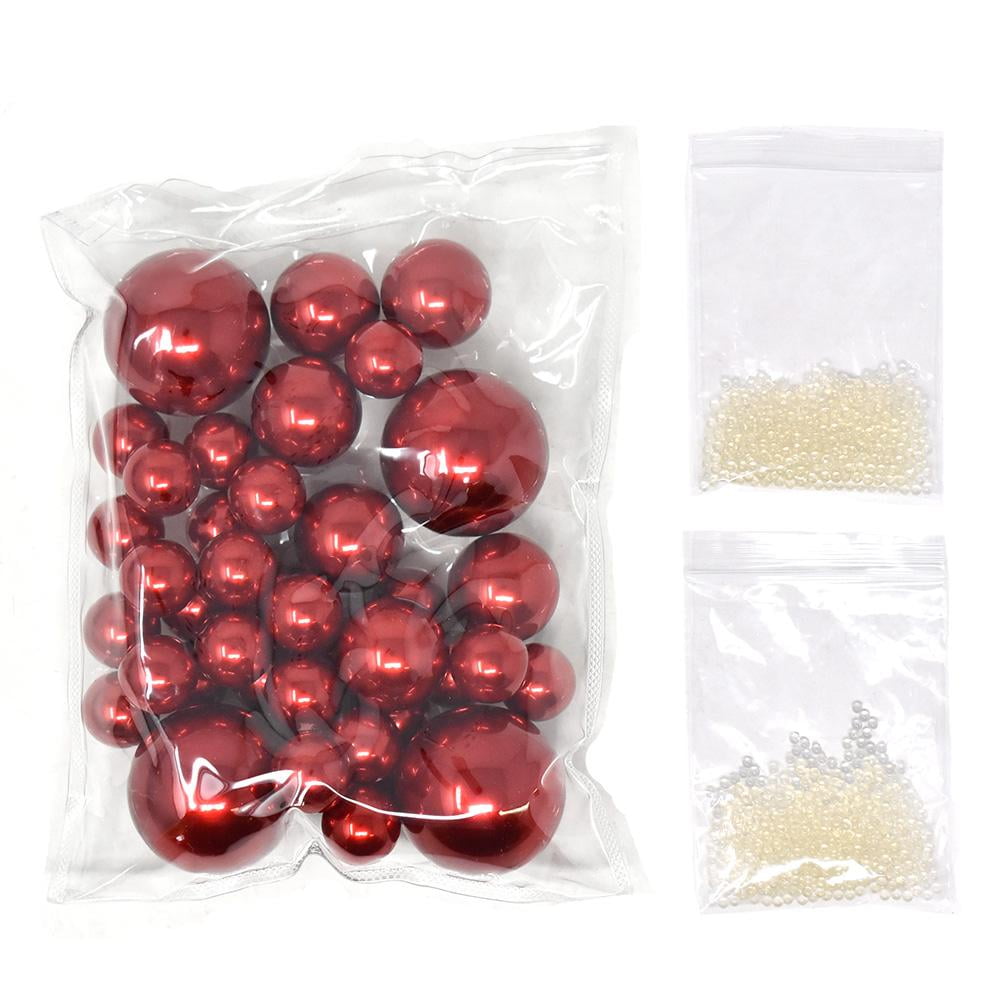 Vase Filler Pearls with Aqua Jelly Beads, Red, 5/16Pound