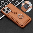 thumbnail image 2 of Leathercards slot phone case for iPhone 16 pro max 15 plus 14 13 12/12pro metal ring holder cover, 2 of 9