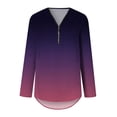 thumbnail image 3 of CHUANK Chemises d'Été pour Femmes à Fermeture Éclair Tunique Décontractée Col en V Blouse à Manches Roulables Hauts T-Shirt Hauts Grande Taille pour Dames Automne Hiver Tunique Ample Décontractée Blouse Rouge TTG, 3 of 5