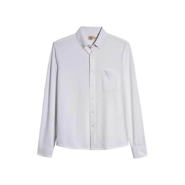 Faherty Men's White Icon Pima Knit Oxford Shirt Size Medium - Walmart.com