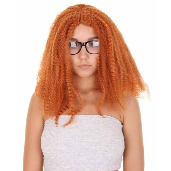 HPO | Womens TV Curly Wig | Orange TV/Movie Wigs | Premium Breathable Capless Cap