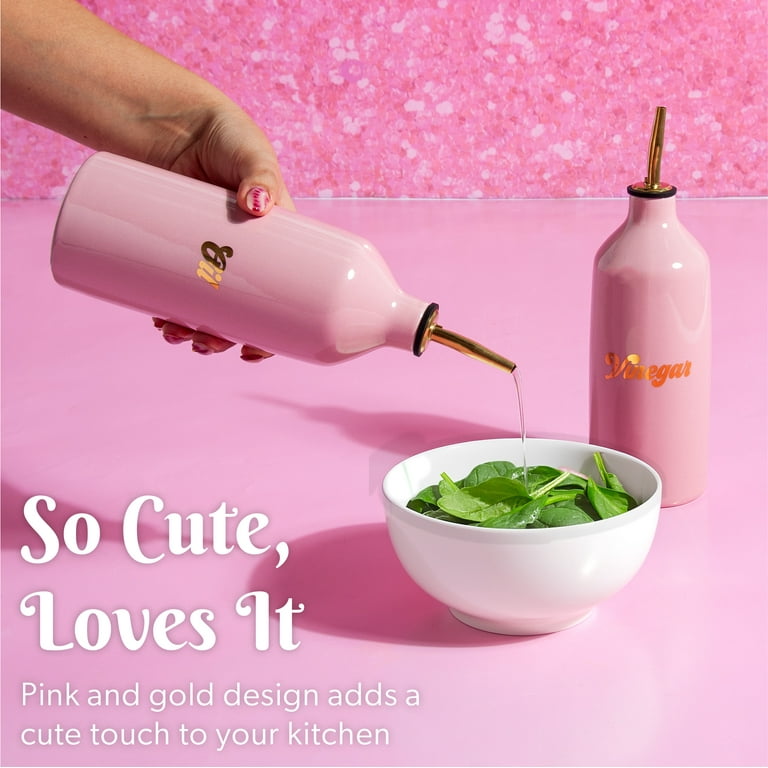 Paris Hilton Ceramic Oil and Vinegar Cruet Set, Drip-Free Spouts
