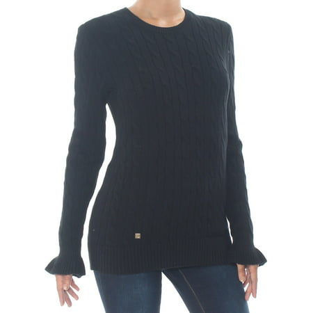 Ralph Lauren - RALPH LAUREN Womens Black Ruffled Cuff Sweater Size: S ...