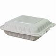 thumbnail image 2 of JC 120 Sets of White Take Out Containers with Lids - 7" x 7" Mineral-Filled Clamshell Plastic Containers - Microwaveable Food Boxes for Meal Prep, Food Storage & Takeout, 2 of 6