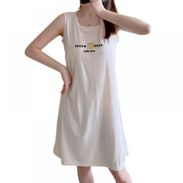 Nightgowns for Women with Built in Bra Removable Pads Nightshirt Dress Sleepwear Sleeveless