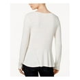 thumbnail image 2 of MAISON JULES $49 Womens New 1992 White Pinstripe Ruffled Long Sleeve Top S B+B, 2 of 4