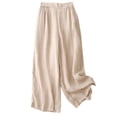 thumbnail image 5 of Women's Spring Summer Embroidered Wide Leg Pants Cotton Linen High Waist, 5 of 6