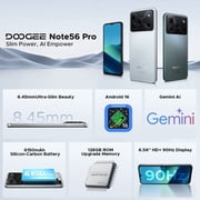DOOGEE Note 56 Pro Android 16 Phone,32GB+128GB/2TB Unlock Android Phones,6150mAh Battery Gemimi AI,6.56HD+90Hz IPS,Dual Camera/Nfc/Otg/Face ID