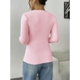 thumbnail image 4 of Zeagoo Womens Puff Long Sleeve Tops V Neck Pullover Sweaters Soft Slim Fit Solid Color Rib Knit Tops, 4 of 8