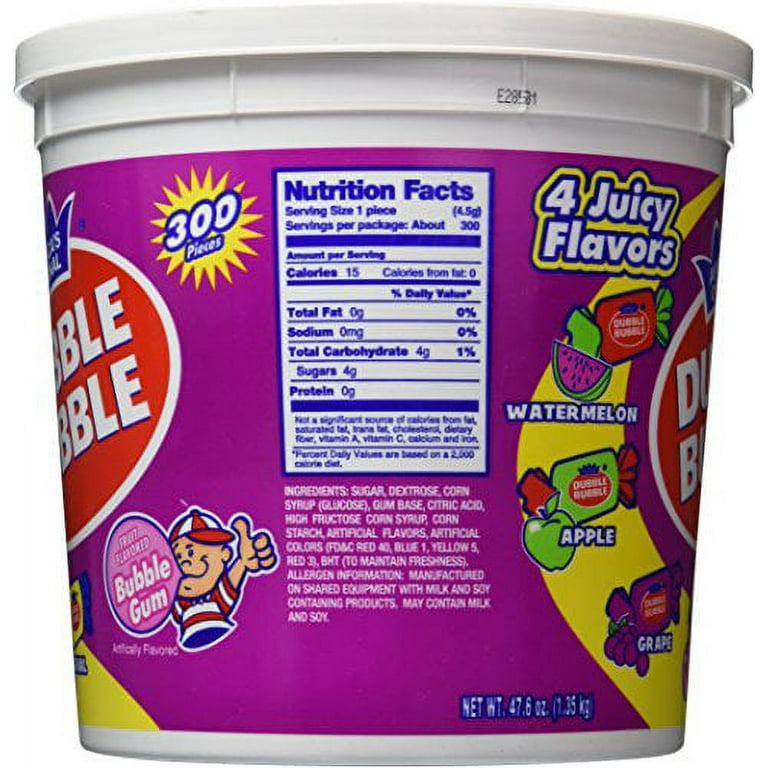 Dubble Bubble 300 Count Assorted Twist Tub, Bubble Gum, Watermelon