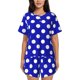 thumbnail image 1 of Fotbe Blue And White Polka Dot Conjunto de Pijama Estampado para Mujer, 2 Piezas, Ropa de Dormir con Camiseta de Manga Corta y Shorts Suaves-Medium, 1 of 6
