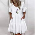 thumbnail image 1 of EGNMCR Robes de Vacances pour Femmes Robes de Plage Femmes Hawaïennes Tropicales Imprimées Sans Manches à Bretelles Robe Courte d'Été Ample Confortable Boho Robe d'Été, 1 of 6