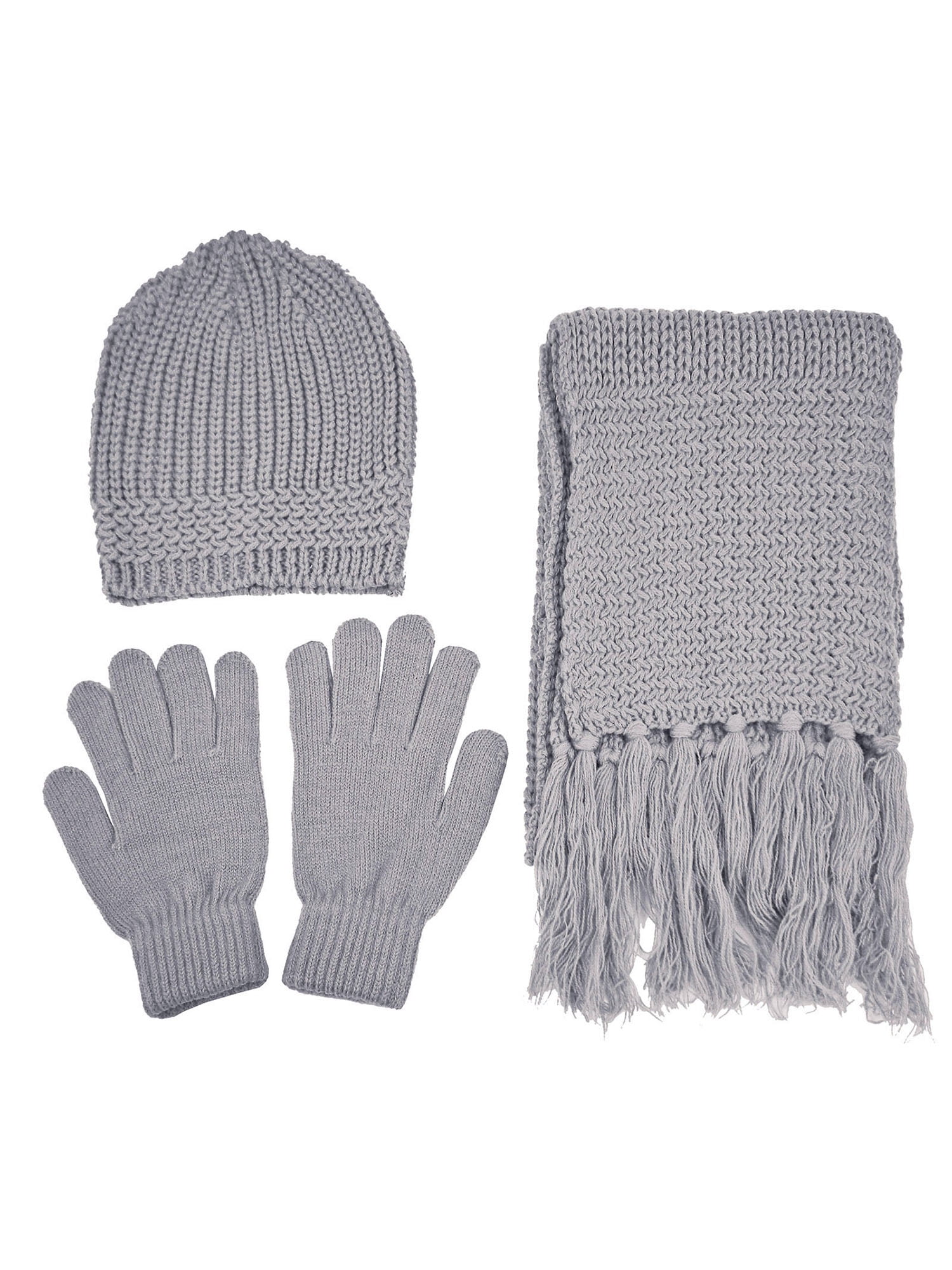 Sportoli Women’s Girls’ kids 3-Piece Cable Knit Cold Weather Set Hat Scarf Glove 