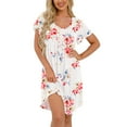 thumbnail image 2 of JWD Womens Nightgown Short Sleeves Sleepwear Soft Loose Sleepshirt Scoopneck Pleated Nightshirt Loungewear, 2 of 5