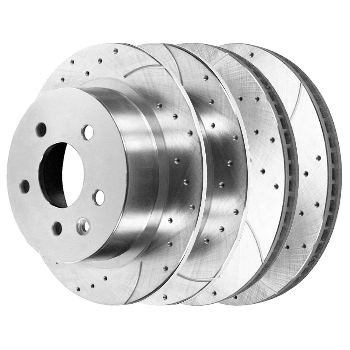 Detroit Axle Rear Drilled & Slotted Brake Rotors – 11.81" For Subaru Outback, Legacy, WRX, Forester