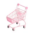thumbnail image 4 of Mini Shopping Cart Basket Stationery Desk Decor Make up Holder Photography Prop Container Desktop Organizer Storage Box for Office Supplies Pink, 4 of 9