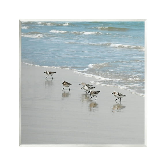 Stupell Industries Sandpipers on Shore Reflection Coastal Painting Unframed Art Print Wall Art