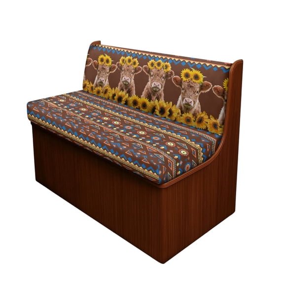 XYZCANDO Cow Sunflower Pattern Camper Cushion Covers Stretch RV Dinette Cushion Covers, Elastic Soft Camper Cushion Slipcover Fit for RV Camper Car Bench RV Sofa