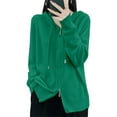 thumbnail image 6 of ZHOGXU Women's Cardigan With Hood Long Sleeve Open Front Buttons Solid Color Knit Lightweight Comfortable Loose Fit Coat Jacket For Casual Daily Wear Green Xl, 6 of 7
