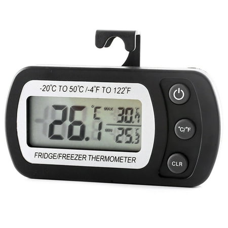 Water Container Refrigerator Refrigerator Thermometer Digital Freezer Room Reptiles Box Thermometer Waterproof Max/Min Record Function with Large LCD Display Color:black ()