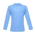 thumbnail image 4 of Men's casual solid color V-neck gentleman's business long-sleeved T-shirt with pockets Light Blue M, 4 of 5