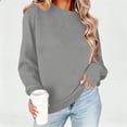 thumbnail image 2 of Jsaierl Womens Sweatshirts Cute Solid Color Round Neck Sweatshirt Oversized Loose Fit Pullover Cotton Jogging Long Sleeve Shirts with Thumbhole, 2 of 7