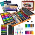 thumbnail image 1 of KINSPORY 180Pcs Art Supplies, Deluxe Wooden Art Set Crafts Drawing Painting Coloring Kit, Coloring Book, Sketch Pad, Gift for Artist Beginners Kids Girls Boys - Brown, 1 of 7