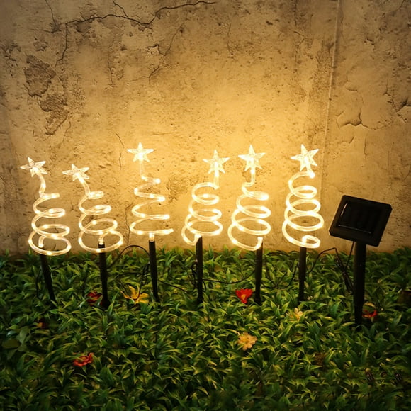 Black and Friday Deals kkbbma Solar Christmas Pathway Lights, 6-in-1 Solar Tree Lights with Stake Outdoor Landscape Lights Christmas Decorative Lights for Garden Yard Street Park Christmas Wedding