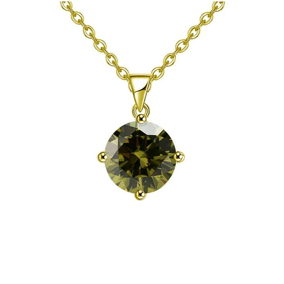 Paris Jewelry 18k Yellow Gold 2 Carat Created Peridot Round Stud Necklace 18 inch Plated