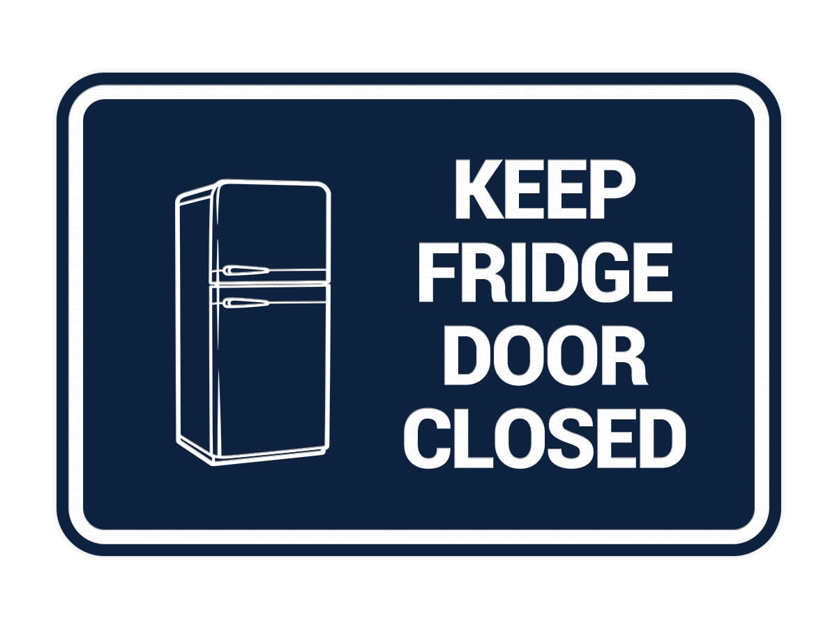 Signs ByLITA Classic Framed, Keep fridge door closed Sign (Navy Blue