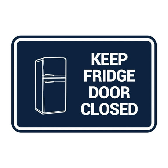 Signs ByLITA Classic Framed, Keep fridge door closed Sign (Navy Blue / White) - Large