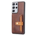 thumbnail image 2 of Nalacover Card Slots Holder Wallet Case for Samsung Galaxy S21 Ultra with Magnetic Button Kickstand Back Flip Cover, Premium PU Leather Silicone Bumper Shockproof Anti-Scratches Case, Coffee, 2 of 6
