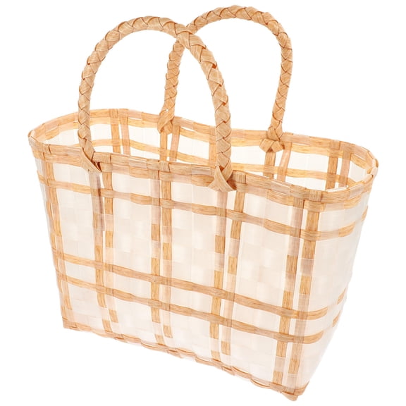 Soimiss PVC Straw Bag Simple Fashion Oval Yellow Travel Bag 1Pcs