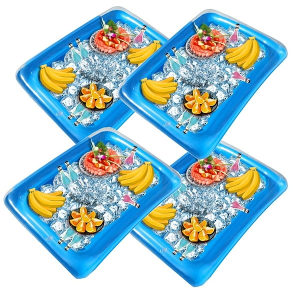 Supoice 4 Pack Inflatable Salad Food Drink Buffet Cooler Tray Inflatable Serving Bar/Bufft Cooler Perfect for BBQ Picnic Pool Party