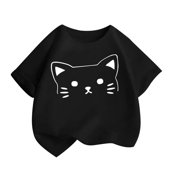 Children Boy Girl Brunch Tshirts Short Sleeve Tee Tops for Kid Boat Neck Cat Graphic Cute Summer Fall Tee Shirt 2026 Clothes Country Concert Y2K