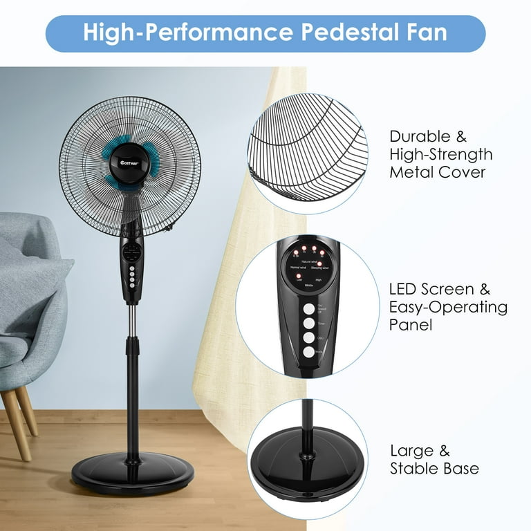 16 In. Dual-Blade Stand Fan With Remote