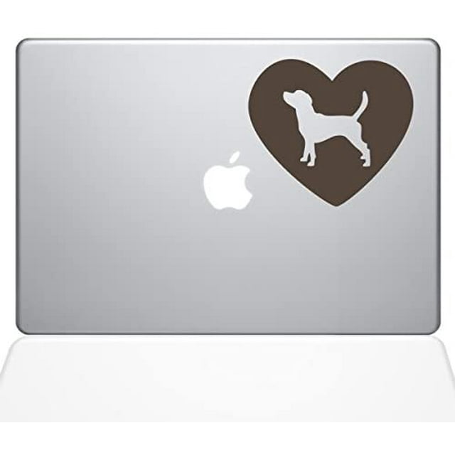 The Decal Guru Heart Beagle MacBook Decal Vinyl Sticker - 12" MacBook - Brown (1331-MAC-12M-BRO)