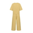 thumbnail image 6 of 2 Piece Outfits for Women Summer Cotton Linen Sets Lounge Solid 3/4 Sleeve Embroidered Top Matching Causal Wide Leg Pants, 5XL, 6 of 7