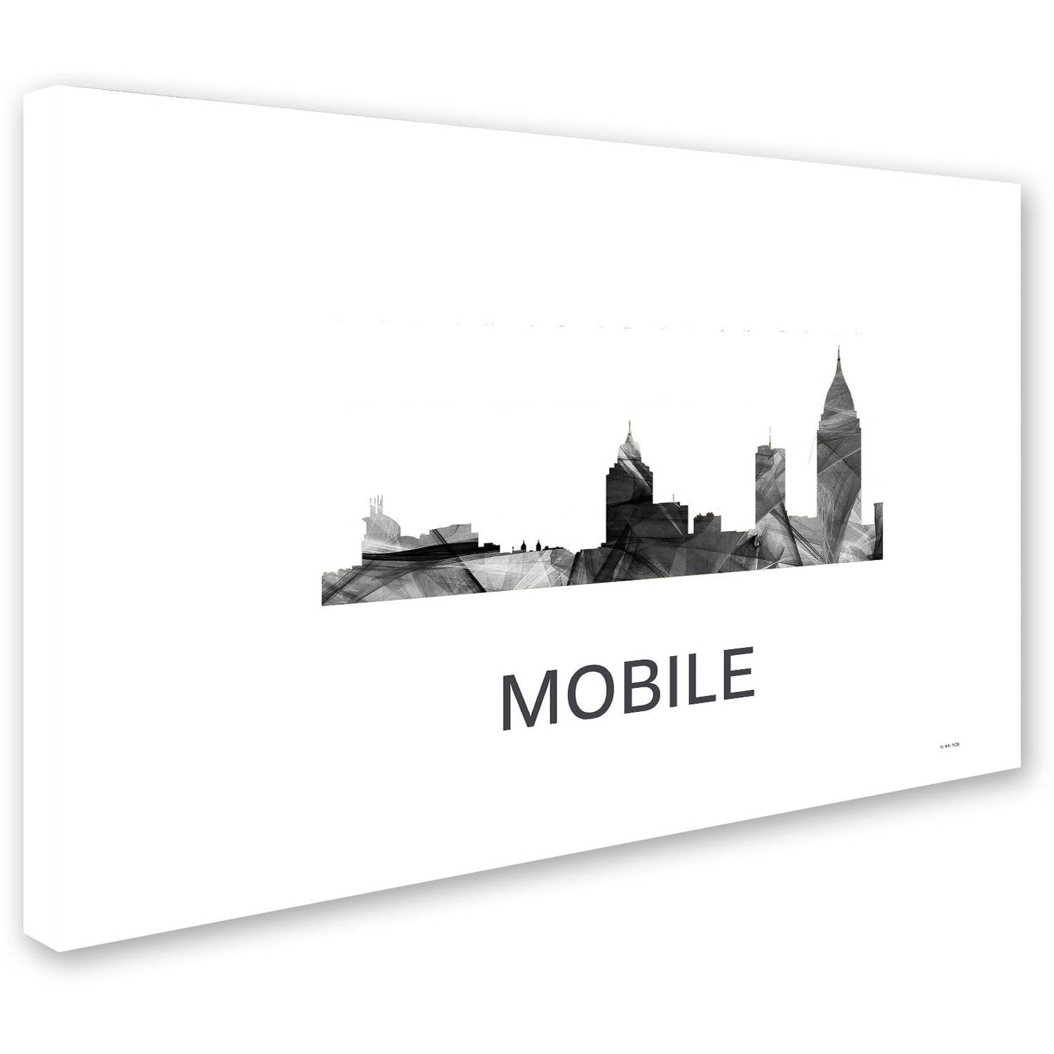Trademark Fine Art 'Mobile Alabama Skyline WB-BW' Canvas Art by Marlene Watson