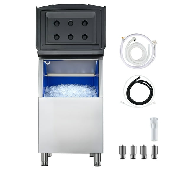 KFFKFF Commercial Ice Storage Bin, 250 lbs Capacity, Stainless Steel Ice Bin with Adjustable Non-slip Rubber Feet, Ideal for Restaurants, Hotels, and Beverage Shops